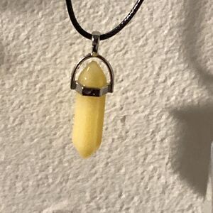 Natural Crystal on leather necklace